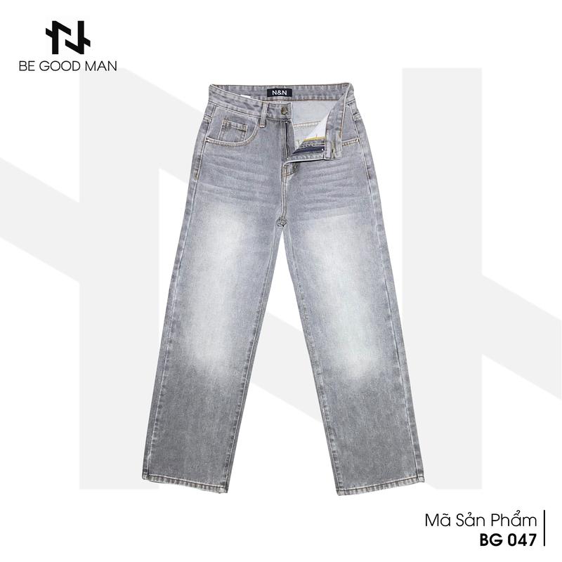 BG Suông 047 - N&N - Quần Jean Nam Dáng Baggy Ống Suông Rộng Màu Xám Rách Thời Trang quần  jean  nam  ống  suông  rộng 1