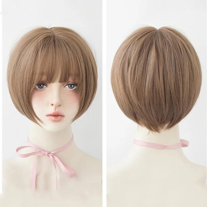Product Introduction of 28CM New Fashion Wig Human Hair Original Real Hair True Hair Washable Short Hair Women's Hair Shoulder-length Bangs Air Bangs Short Hair 1