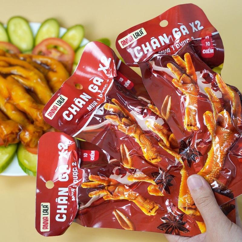 {Kèm muối chấm} Combo 50,  60 gói chân gà đôi X2  Anna Lala ủ vị 10 điểm gói 2 chân - Food Chua Cay