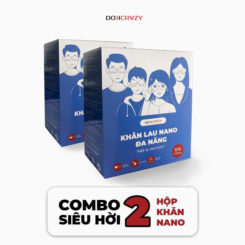 2 Hộp khăn lau NANO chống mờ DOKCRAZY chống bám hơi nước, đeo khẩu trang