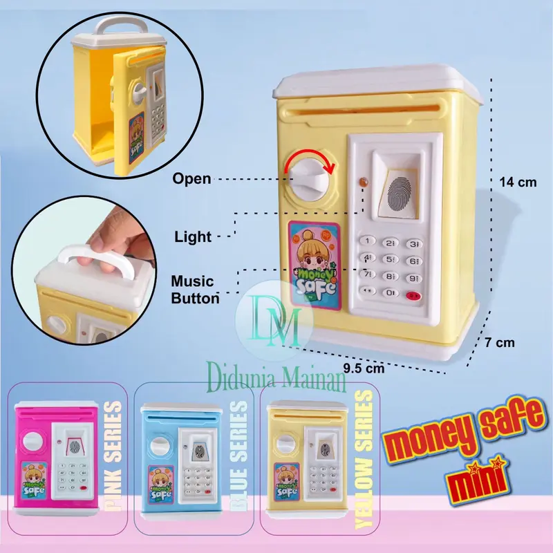 Mainan Edukasi Anak Cowok Cewek Toys Money Safe Mini Celengan ATM Brankas Musik Set hadiah 4