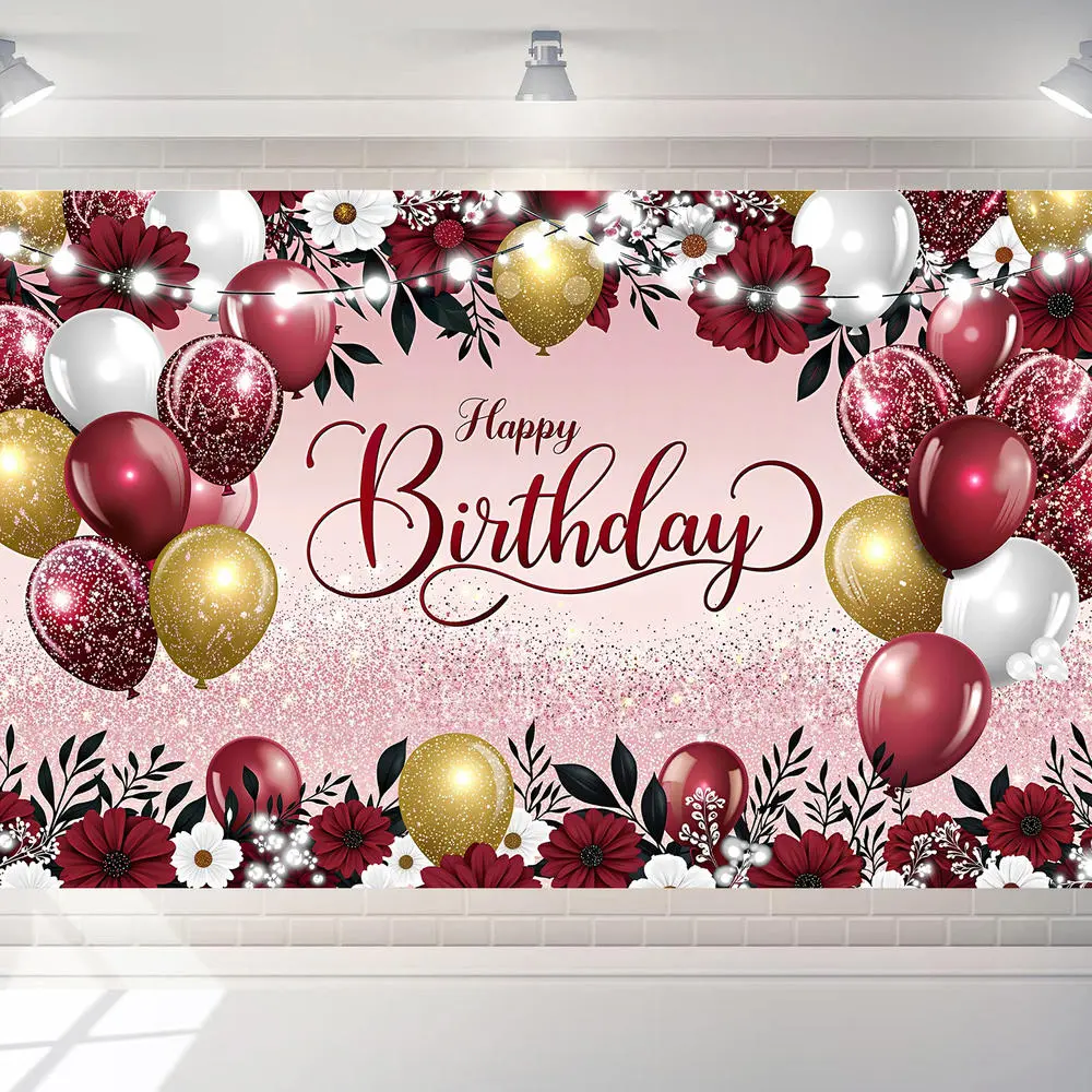 Backdrop Stylish Women Red Background Decor Banner for Birthday Birthday Celebration Event Gathering Ornaments