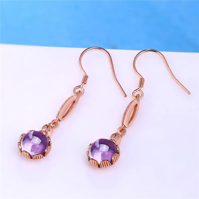 Hoa Tai Amethyst, Đá Quý Đầy Màu Sắc, Thời Trang Hàn Quốc, Đơn Giản Và Tự Nhiên, Hoa Tai Bạc 925, Hoa Tai Phổ Biến Độc Đáo hạt  hổ  phách moldavite thạch  anh  tím