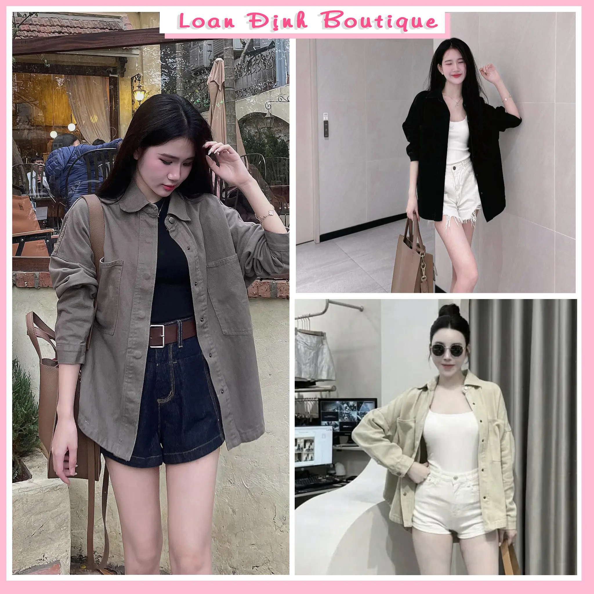 Áo Sơ Mi Nữ Kaki Vạt Bầu Cúc Bấm Dáng Thụng Sơ Mi Kiểu Nữ Top Women By Loan Định Boutique LD266