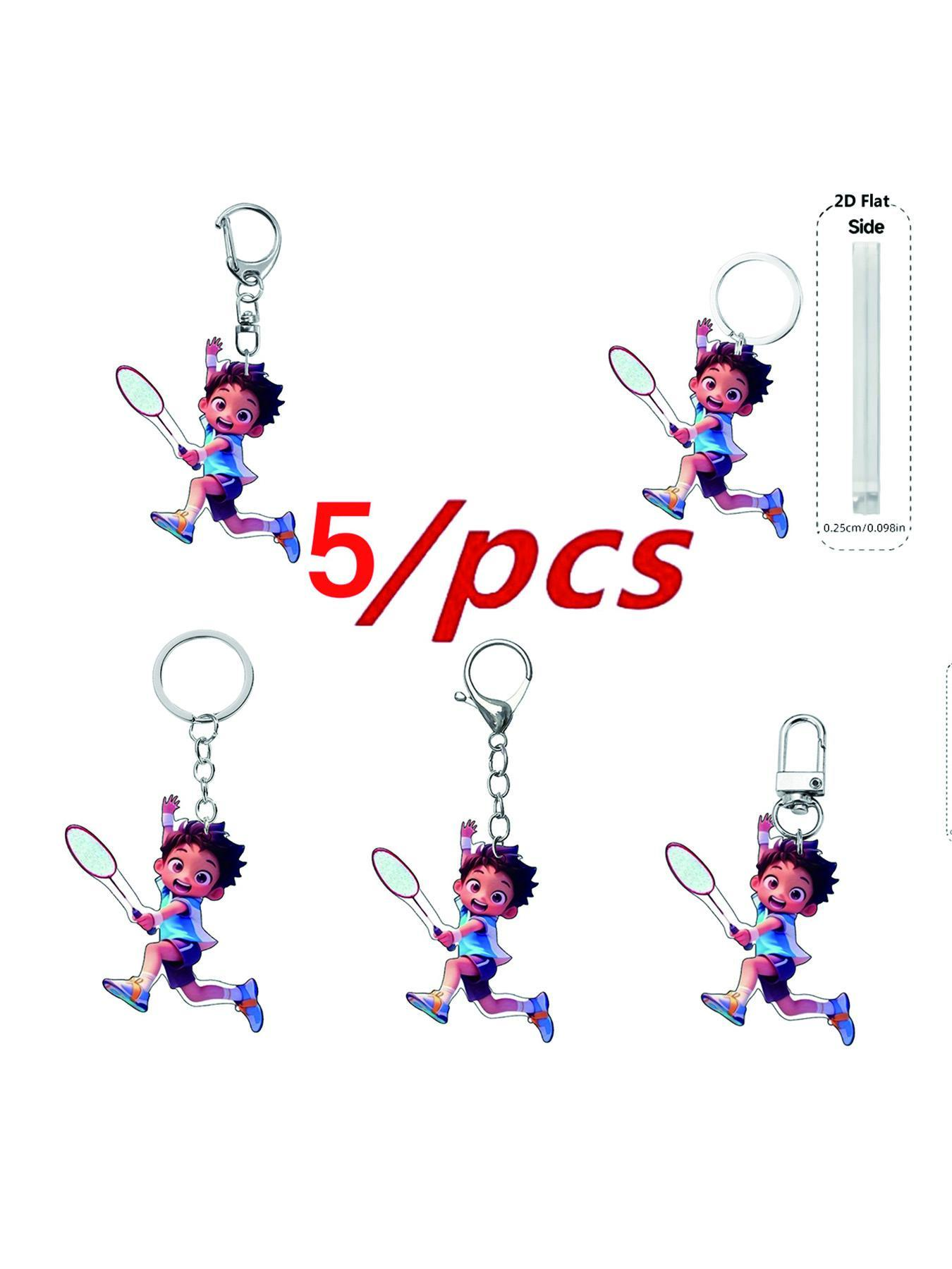 Badminton Boy Design Keychain, Cute Sports Themed Keychain for Men & Women, Fashion Accessories for Daily Use, Ideal Graduation Season Gift