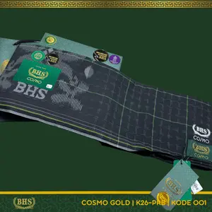Sarung BHS Cosmo Gold Motif K26 PRB Selvedge Jacquard Timbul Bahan Viscose Blend Halus dan Lembut [Garansi Original]