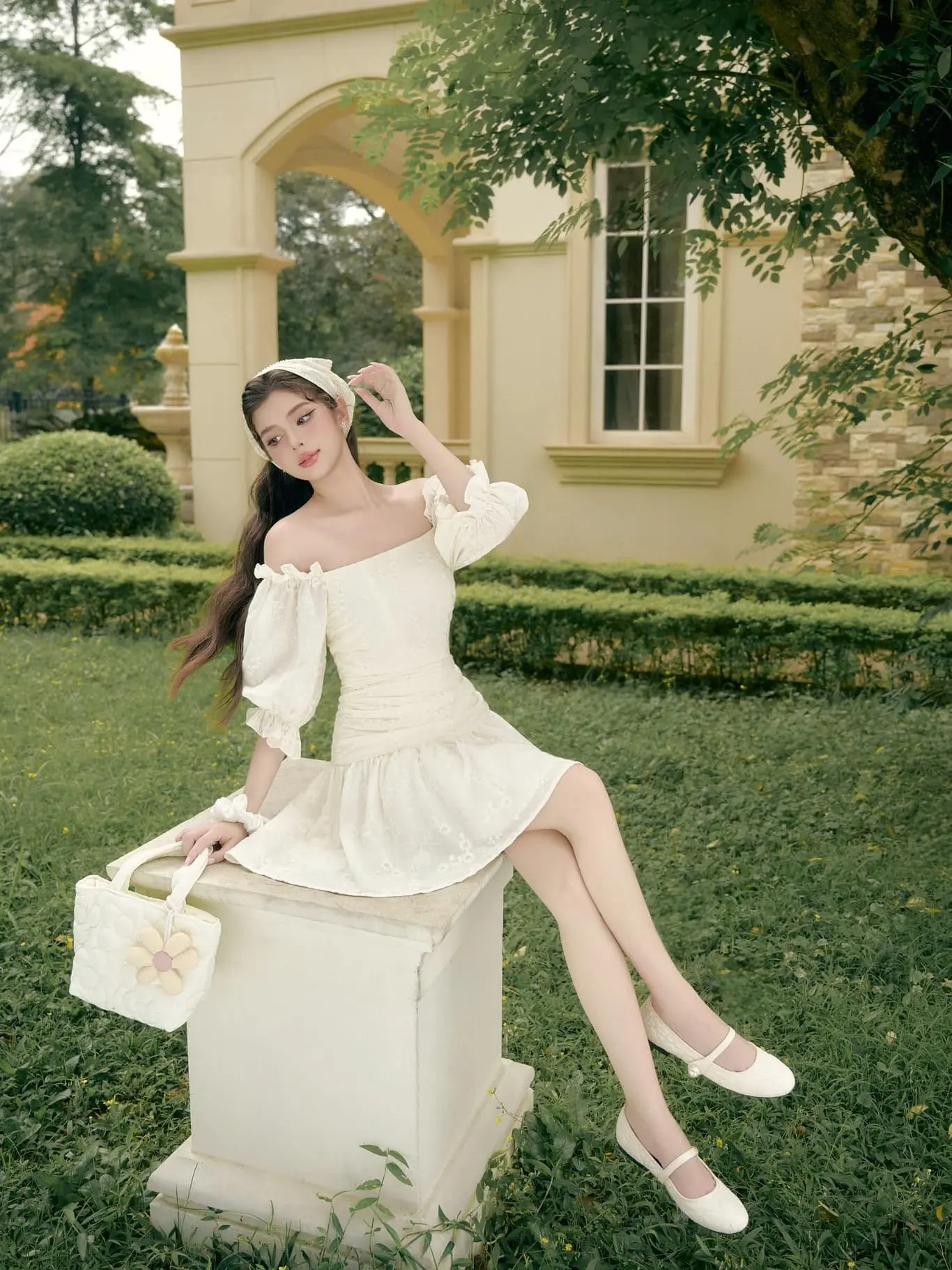 CÉLESTE - Váy Thô Trễ Vai Libe chất liệu thô boi mềm mát