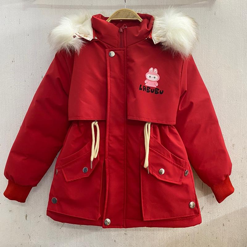 (23-45kg) Áo khoác Phao parka Mũ Lông, Lót Lông,Ấm Áp, Dày Dặn Cho Bé Gái - Mẫu Mới 2024 - Voi Len