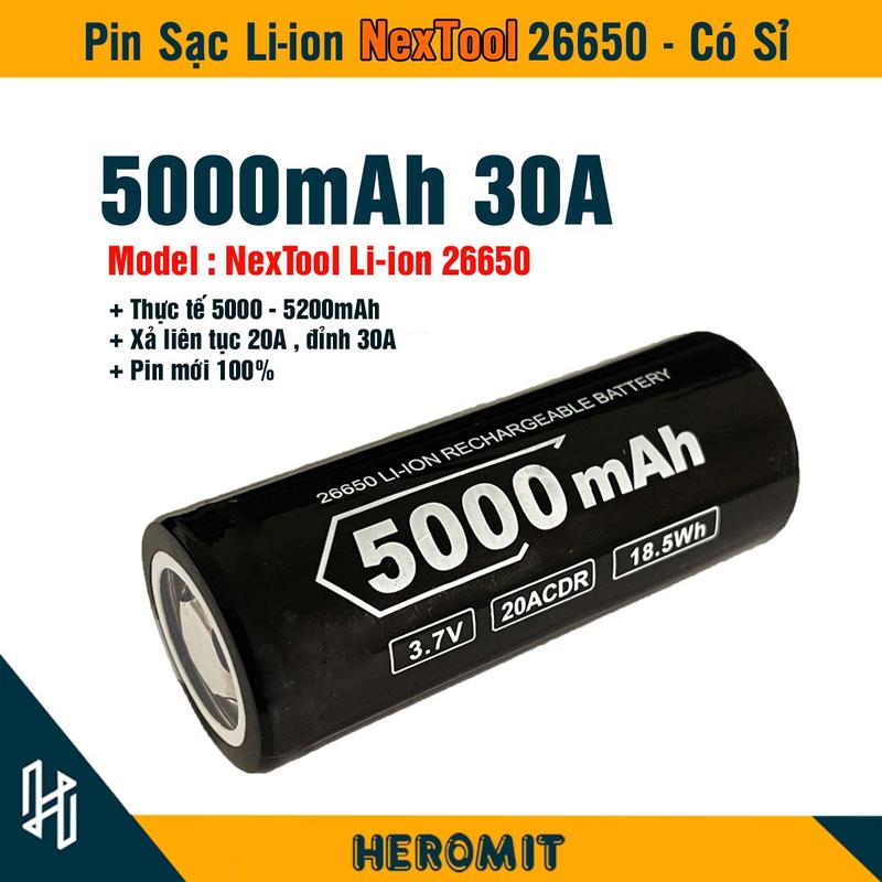 Pin 26650 5000mAh NexTool , pin đèn pin , pin máy khoan