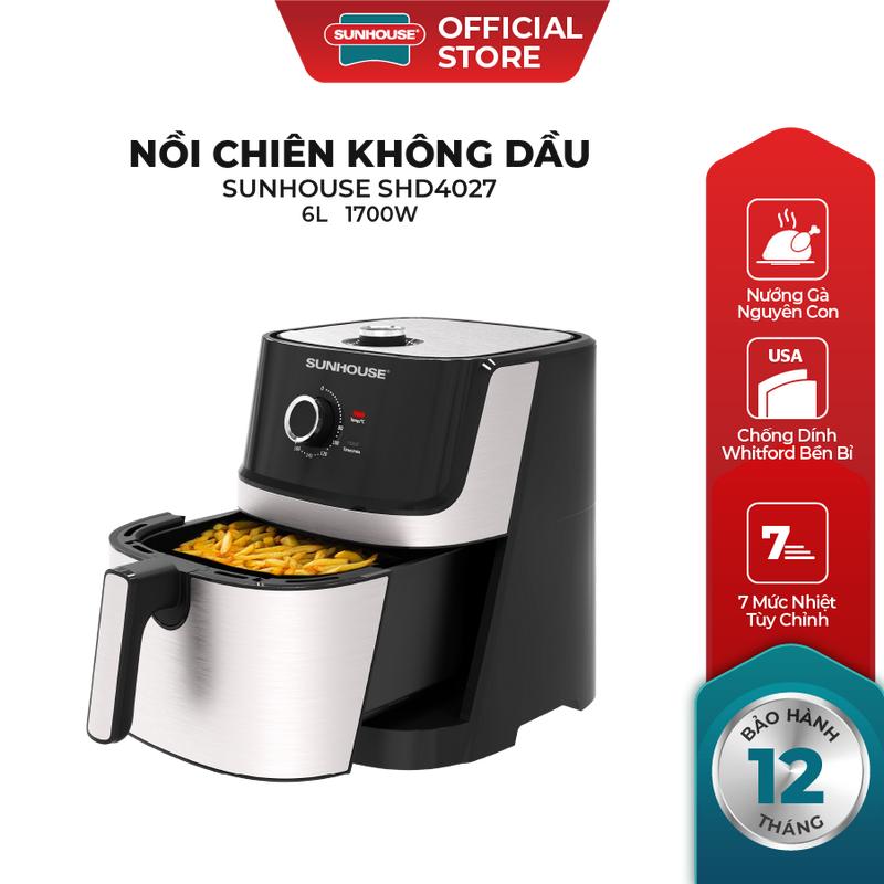 Nồi chiên không dầu 6L Sunhouse SHD4027 Chính hãng Giá rẻ Bảo hành toàn quốc 12 tháng