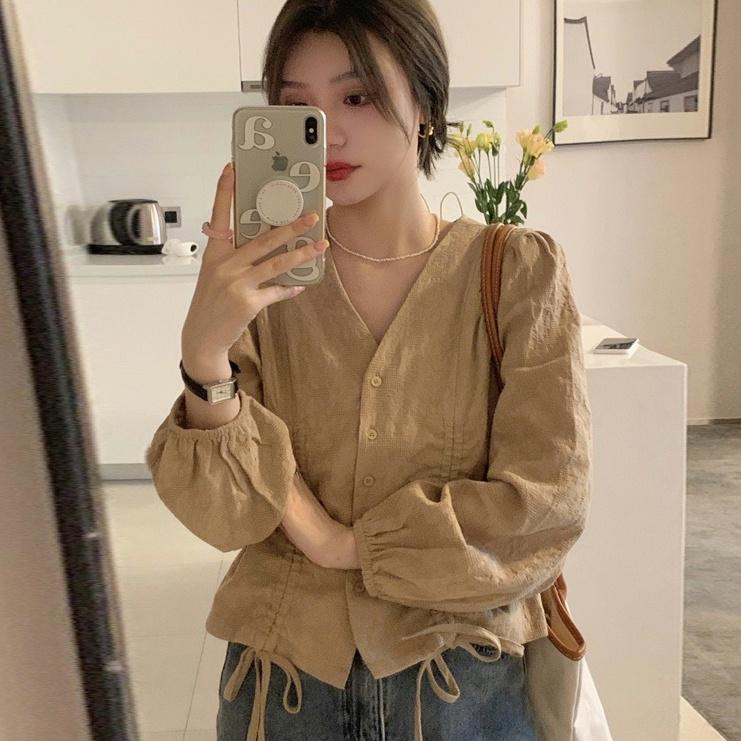 yikoo-Kemeja korea lengan panjang blouse wanita shirt atasan pakaian 1
