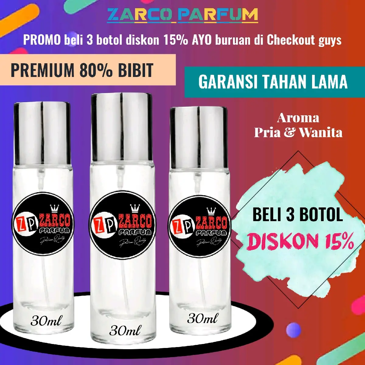 Zarco Parfum - Promo 15% Checkout 3 botol Perfume