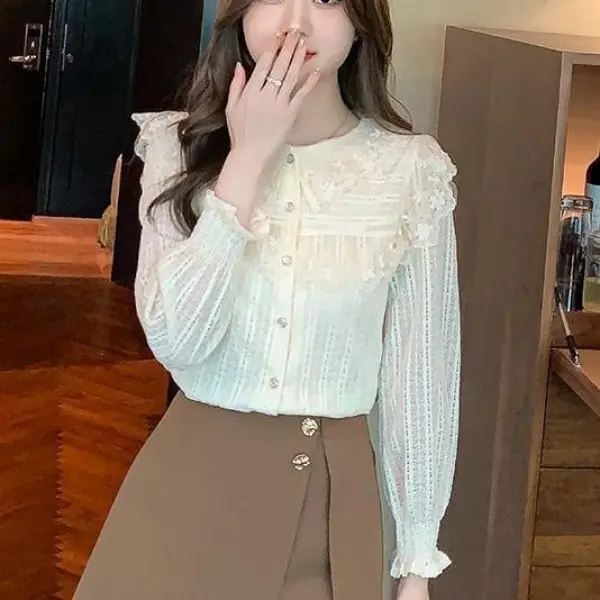 Áo Lớp Nền Ren Selvedge Dây Thời Trang, Dành Cho Nữ, Thích Hợp Cho Mùa Thu Và Mùa Đông, Hàng Mới Về Năm 2024, Đệm Nhung Mỏng, Áo Dày