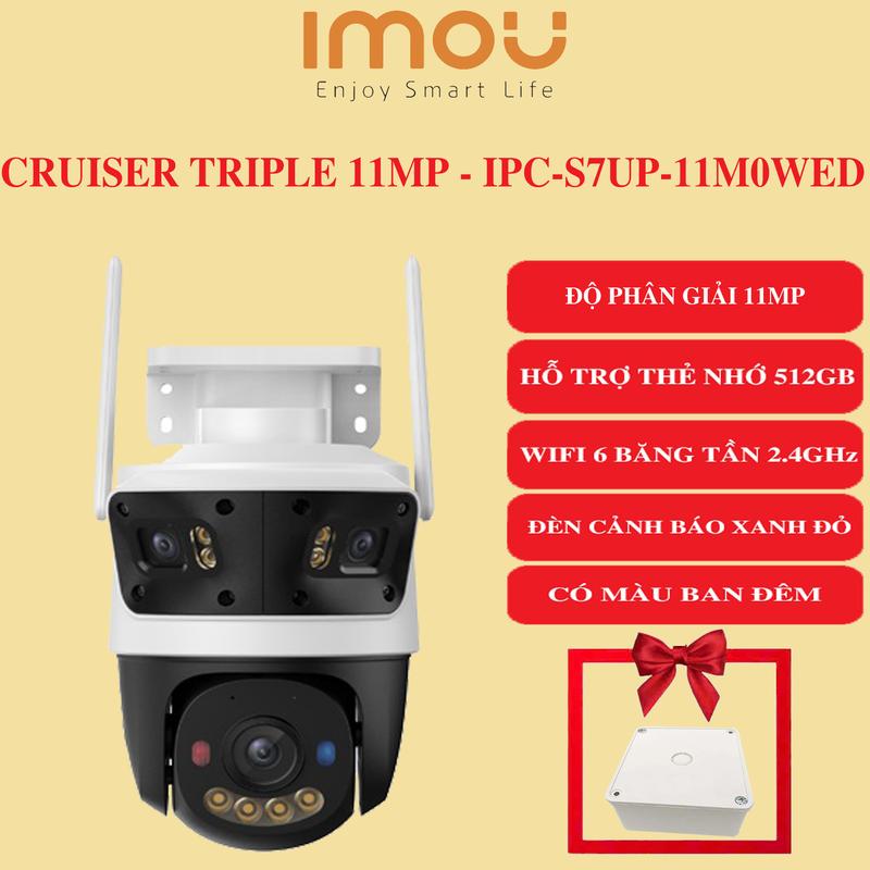 Camera IMOU 3 Mắt Ngoài Trời Cruiser Triple 11MP (3MP+3MP+5MP) | Tầm Nhìn Bam Đêm Có Màu | Ống Kính Kép Góc Rộng | Phát Hiện Người & Phương Tiện l Bảo Hành 2 năm