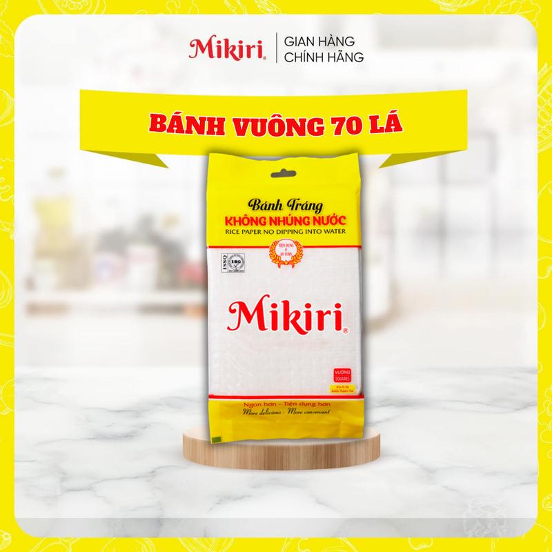 Bánh Tráng Mỏng Dẻo Mikiri 70 Lá – Hình Vuông Không Nhúng Nước Phù Hợp Cho Nhà Hàng Quán Ăn