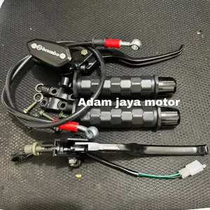 Paket Hemat 4in1 Master Rem 1 Tabung Oval+Handgrip Octagon+Jalu Stang CNC+Selang Rem 95Cm / Vario Beat Mio Vixion Aerox Rx King Cbr Cb Verza Mega pro GL pro GL max Tiger Satria Scoopy Xsr Xabre R15 Fino X-ride Xeon Scorpio R25 Ninja Gsx Supra // New Paket