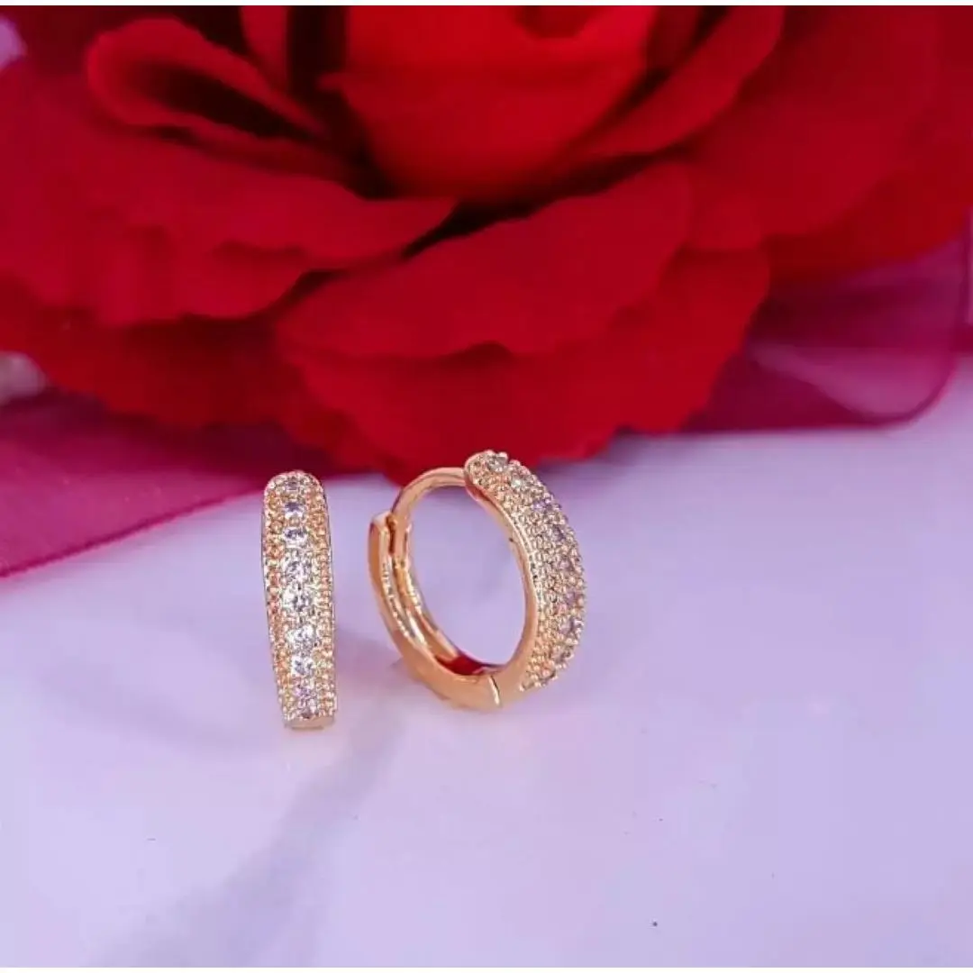 PERHIASAN WANITA ANTING CLIP TITANIUM PERMATA CANTIK ROSE TERBARU ANTI LUNTUR ANTI KARAT