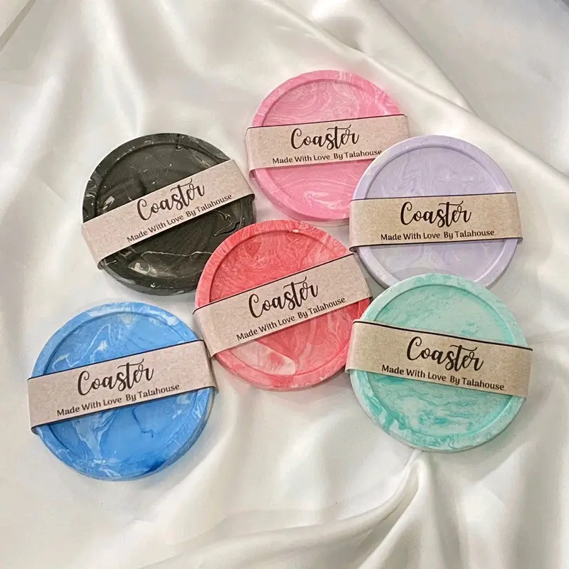 COASTER ROUND 8CM MARBLE | PROPERTI FOTO | TATAKAN GELAS Putih