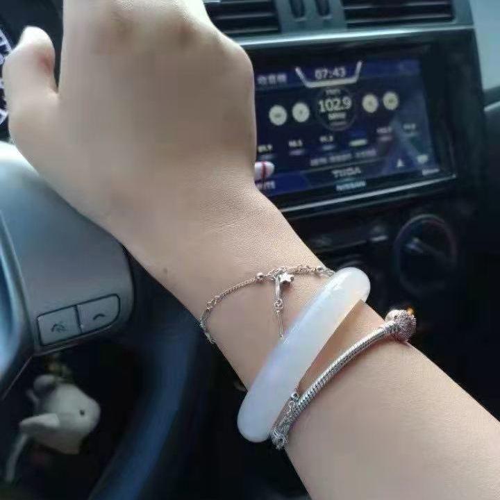 Vòng Tay Chalcedony Trắng Băng, Thời Trang Tự Nhiên, Dành Cho Phụ Nữ Và Trẻ Em Gái, Vòng Tay Leng Keng Mã Não Đông Lạnh Vải, Vòng Tay Ngọc Bích, Thích Hợp Cho Giới Trẻ 7