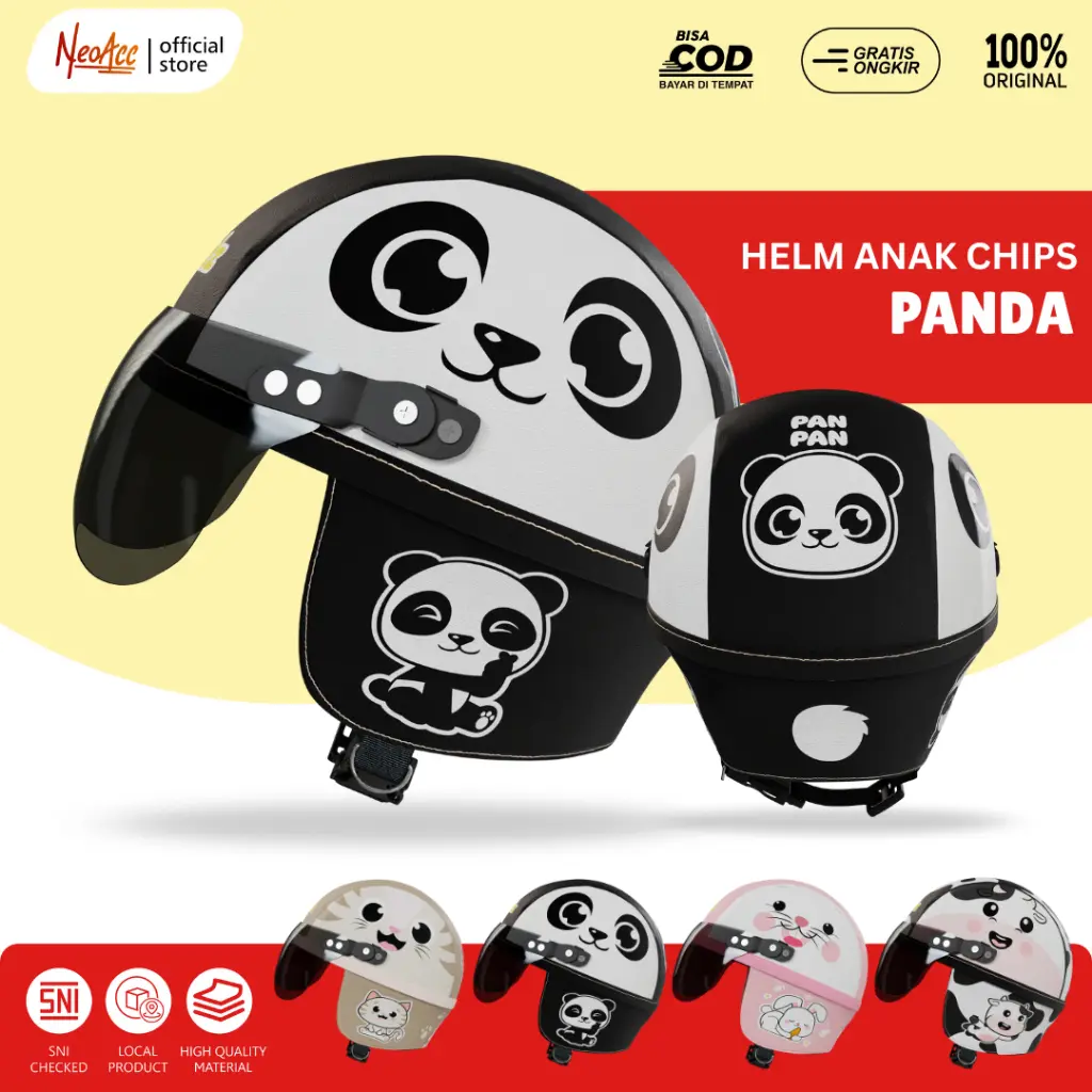 Helm Anak 1-4 Tahun Motif Hewan Panda Sapi Lucu Cewe Cowo Pelindung ...