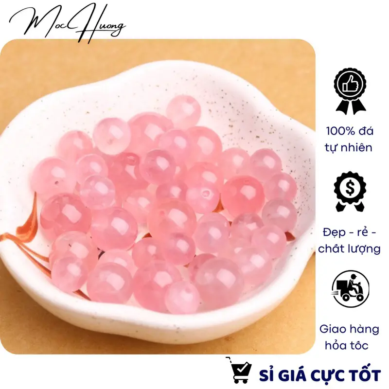 [TỰ NHIÊN 100%] Hạt tròn TA HỒNG Rose Quart làm vòng handmade - MH562