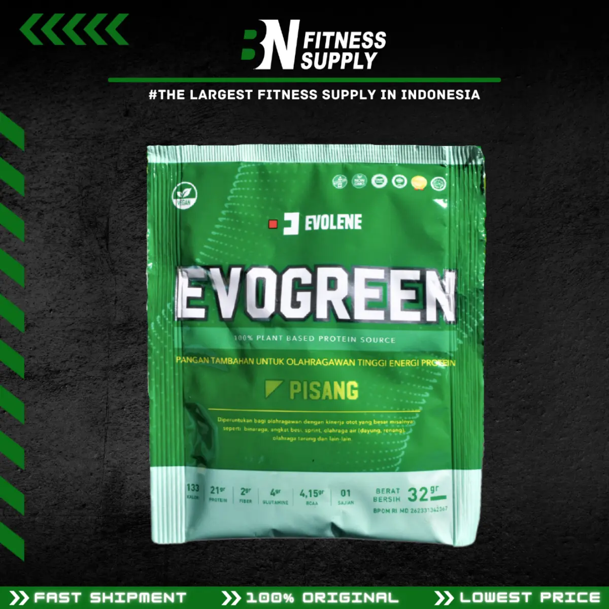 Evolene EvoGreen Evo Green Vegan Plant Based Protein 1 SACHET | 32 GRAM