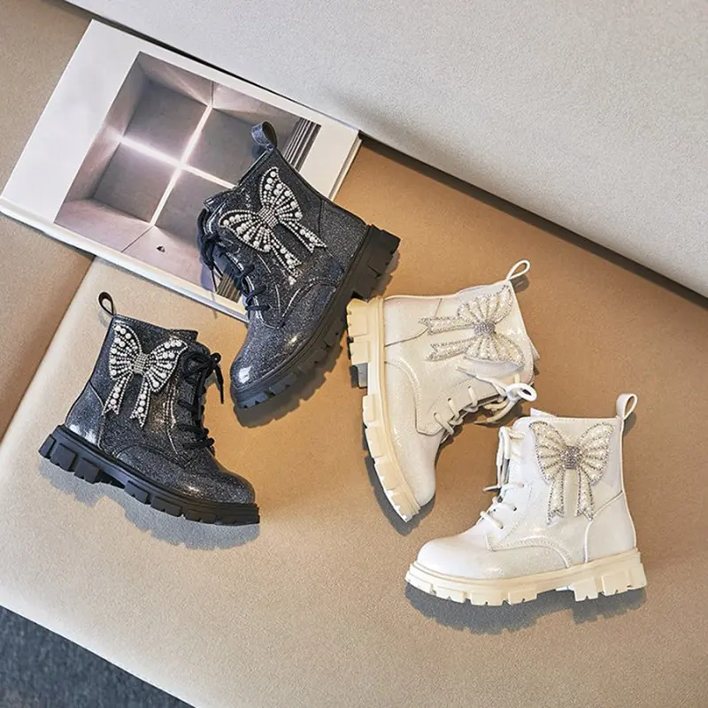 Sepatu Boots Anak Perempuan Pita Gliter Import Murah COD (HZ-SS230) Fashion 0