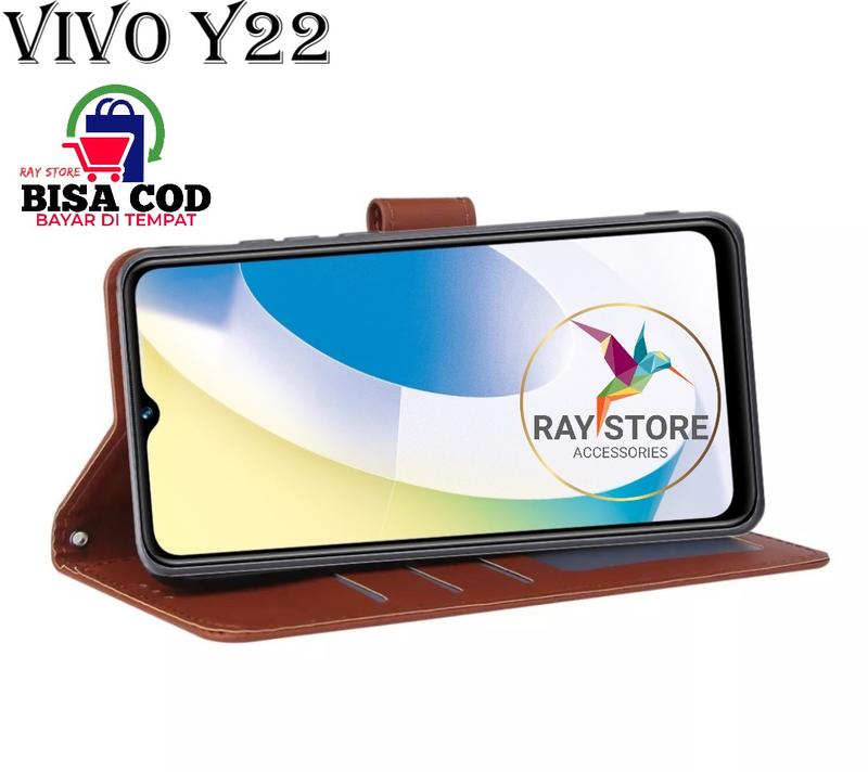 VIVO Y22 FLIP LEATHER CASE PREMIUM-FLIP WALLET CASE KULIT UNTUK VIVO Y22- CASING DOMPET-FLIP COVER LEATHER-SARUNG BUKU HP 1