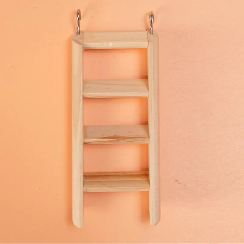 Wooden Hamster Climbing Ladder, 1 Piece Hamster Ladder with Hook, Pet Ladder Toy, Small Pet Supplies, Pet Accessories, Hamster Cage Accessories 3