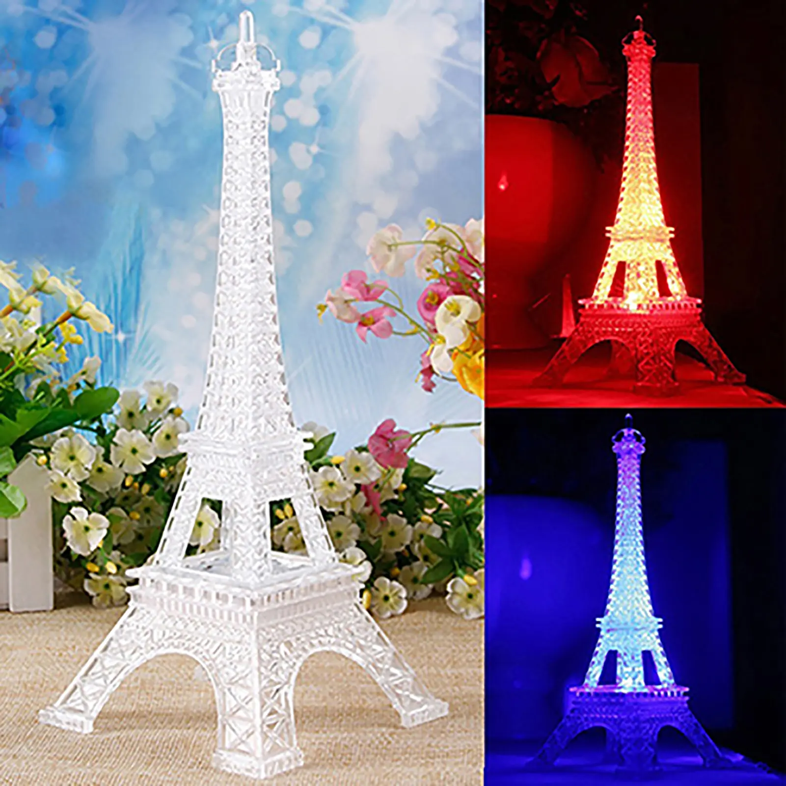 Eiffel Tower Light Colorful Nightlight Birthday Gift Decorative Button Lamp