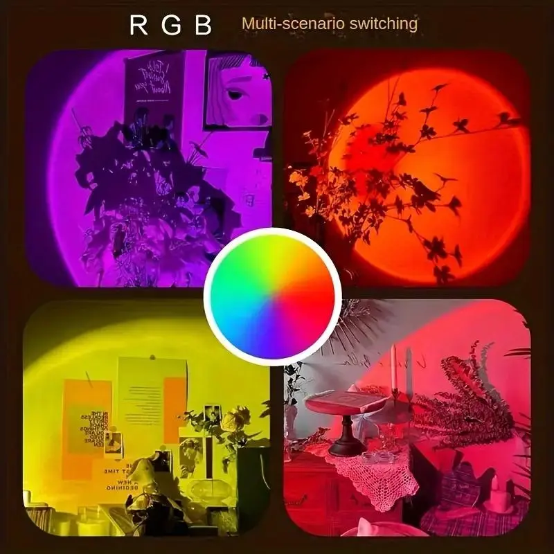 Portable Sunset Projector Light, USB Plug & Remote Control RGB Sunset Projector Lamp, Novelty Lighting for Home Bedroom Living Room Decor 4