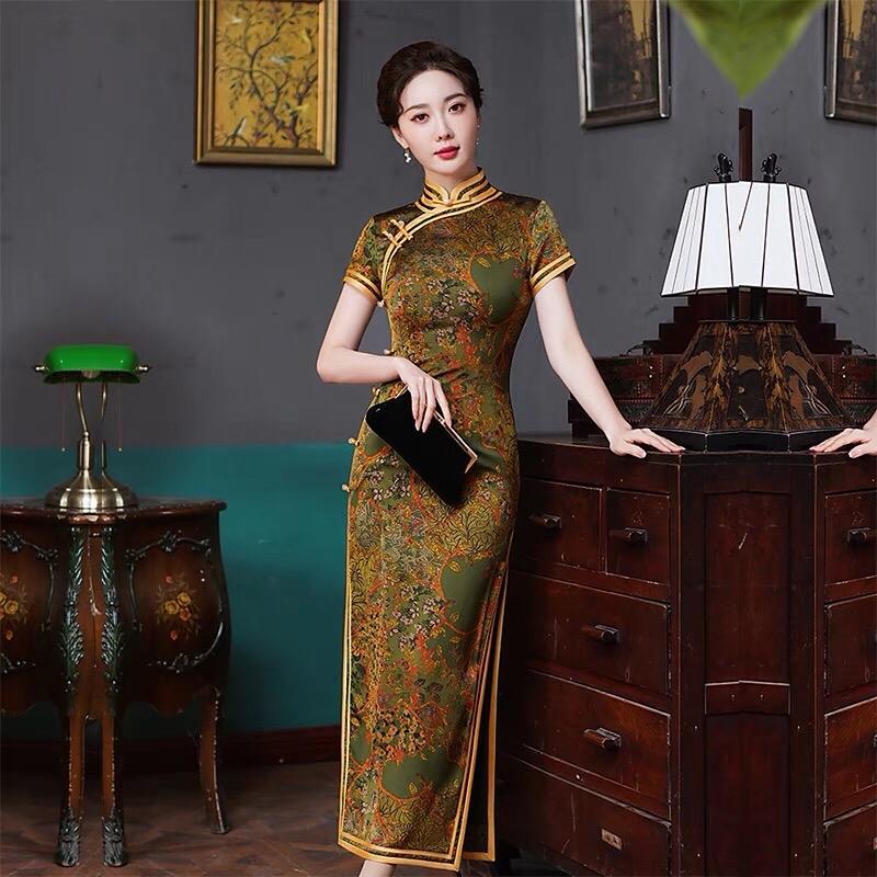 Sườn xám thượng hải Dáng Dài Sang Trọng size từ 47-65kg Nữ 6