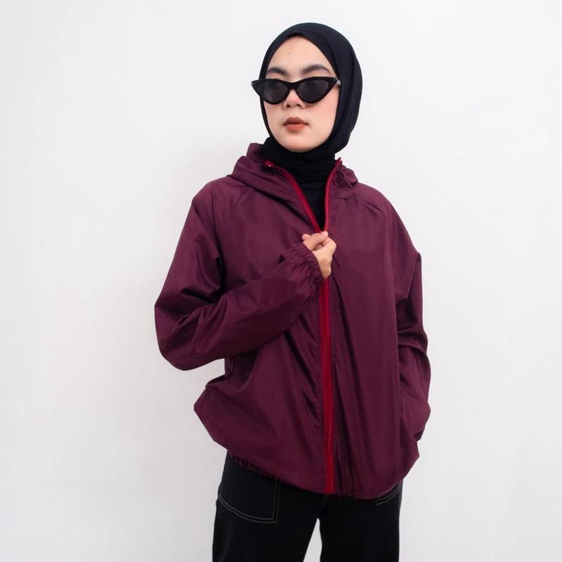 Jaket Parasut Wanita Import Terbaru 2024 Basic Korean Style Sauna Suit Waterproof Sport Olahraga Gym Running Jogging Haiking Bersepeda Ukuran Jumbo M | L | XL | XXL 3