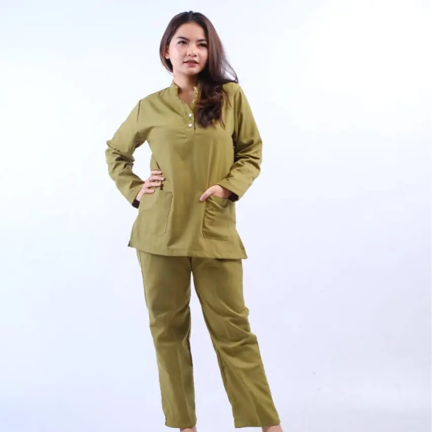 Baju Jaga Kancing Lengan Panjang Celana Katun Oxford