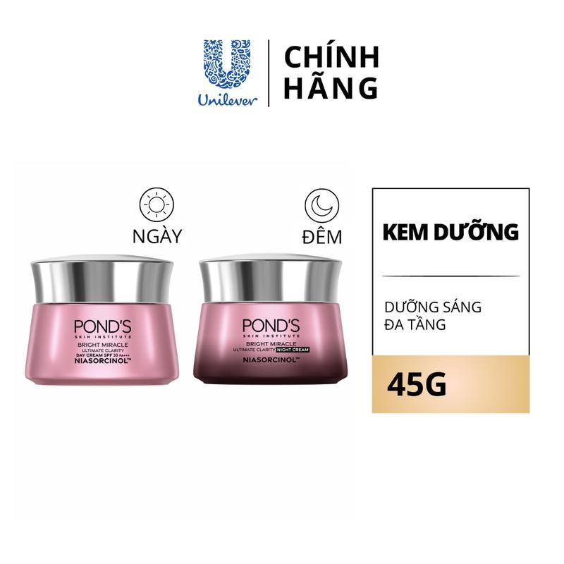 Kem Dưỡng Ban Đêm Pond's Bright Miracle Với 50X Niasorcinol Hỗ Trợ Chăm Sóc Da Giảm Thâm Sạm Nữ 45G [1] 1
