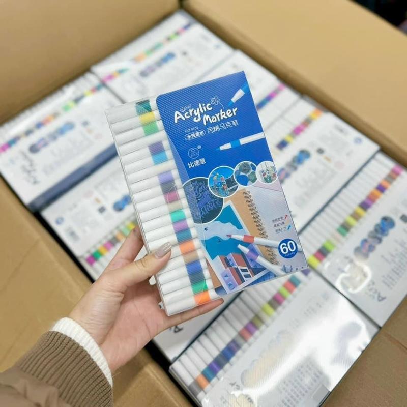 Hộp Màu Acrylic Marker 60 Màu - Hộp Bút Màu Acrylic Cao Cấp Cho Bé Tập Tô - Đồ Chơi, Toy 3