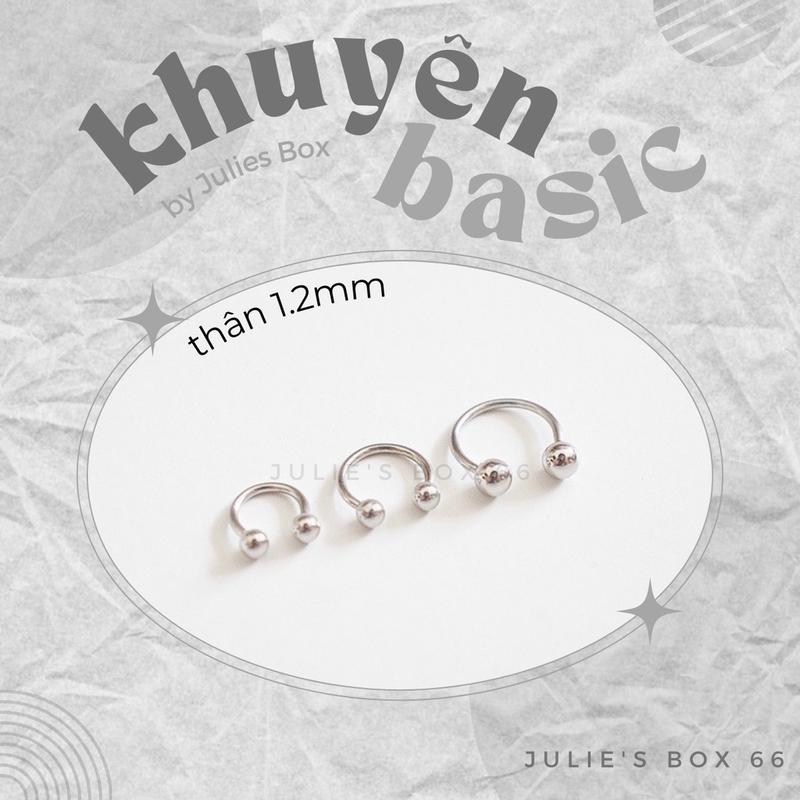 1 Chiếc] Khuyên Tai CHỮ U Thân 1.2mm Siêu Mỏng Màu Bạc Thép Y Tế Không Gỉ Sét Không Ngứa Bông Tai JuliesBox 66