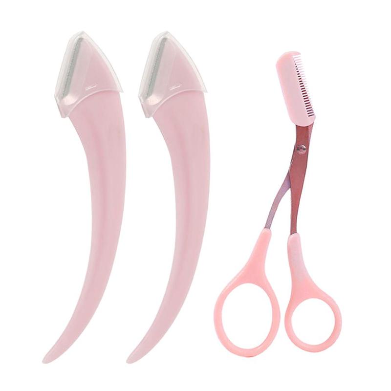 Product Introduction of Buy 1 Get 2 Free Curved Eyebrow Trimmer Facial Eyebrow Scissors With Comb Stainless Steel 21