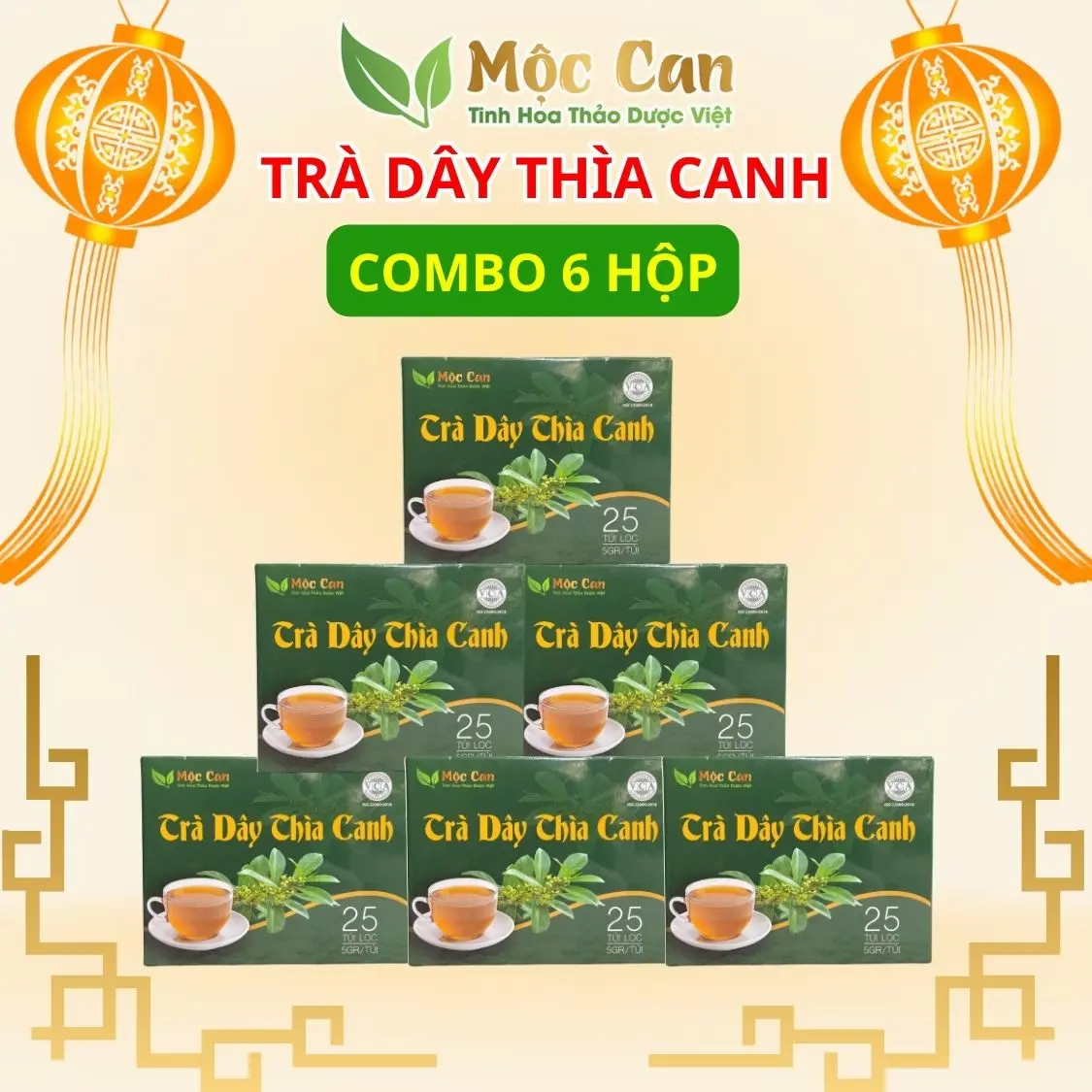 Combo 6 hộp 150 túi lọc Trà Dây thìa canh Plus Mộc Can