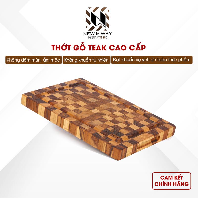Size nhỏ Thớt gỗ teak cao cấp NEW M WAY hình chữ nhật size nhỏ 20x30cm đạt tiêu chuẩn châu Âu trang trí cắt thái thức ăn siêu bền đẹp