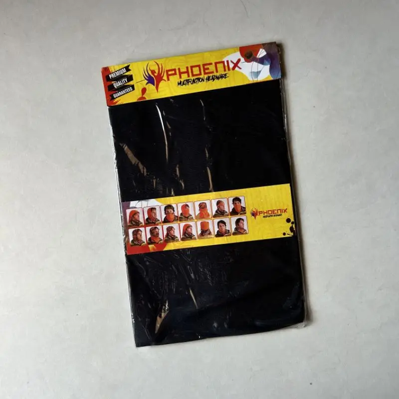 Buff Masker Wajah Polos Hitam Merah phonix 3