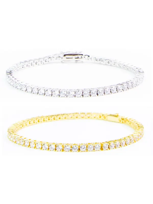 Minimalist Temperament Solid Color Zircon Decor Tennis Bracelet, Fashionable Jewelry for Women & Men, Trendy All-match & Exquisite Jewelry for Birthday Gift 2