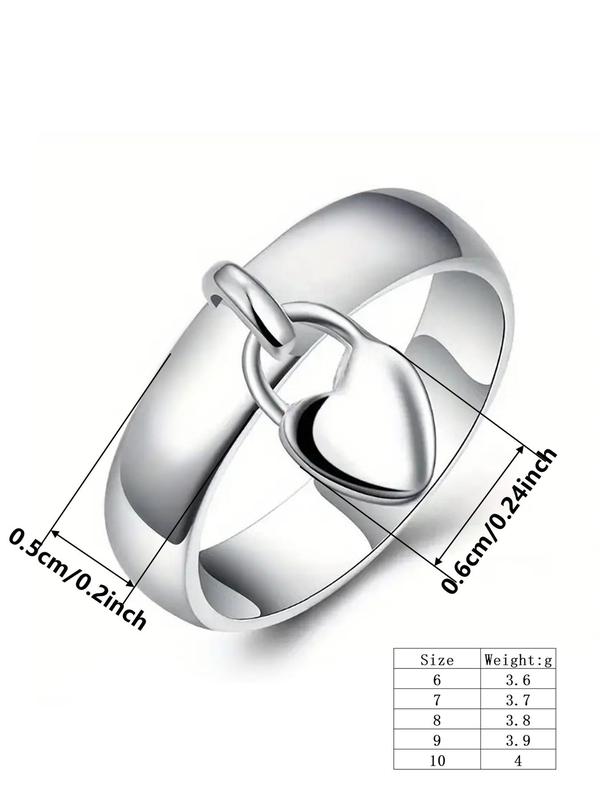 S925 Sterling Silver Heart Shaped Ring, Fashion Accessories for Women & Girls, Trendy All-match & Exquisite Jewelry for Birthday Gift 1