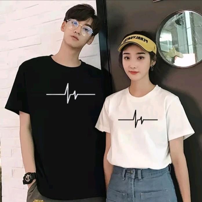 kaos lengan pendek motif detak jantung/kaos pria keren/kaos wanita keren/kaos oblong 2