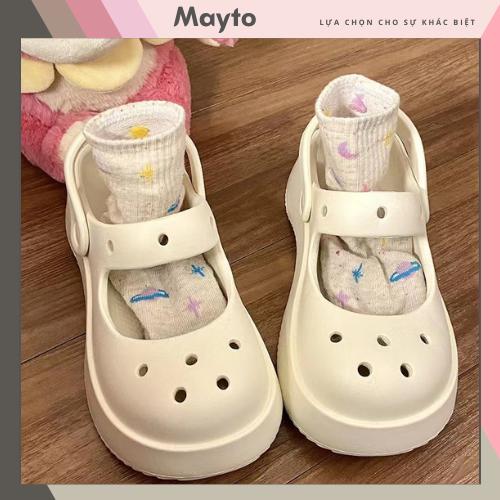 Dép sục nữ đế cao 5cm kiểu sandal quai hậu phong cách Marry Jane dễ thương hot trend Ulzzang Hàn Quốc CS-14