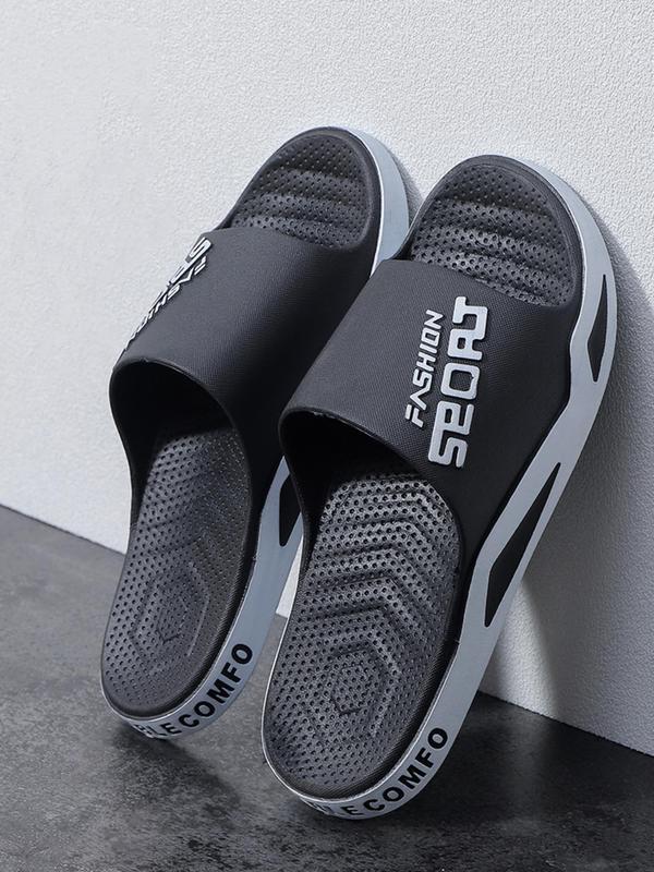 Men's Casual Letterd Print Non-slip Slides, Comfortable Soft Colorblock Slippers for Indoor Outdoor Beach Shower, All-match Commuter Shoes for Work & Daily Wear 7