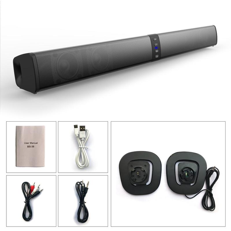 Wireless Bluetooth-compatible Soundbar, 1 Count Modern Design Bluetooth-compatible Computer Speaker, Portable Stereo Soundbar for Multiple Devices, Use for Spring Travel, Stocking Fillers Gift 6