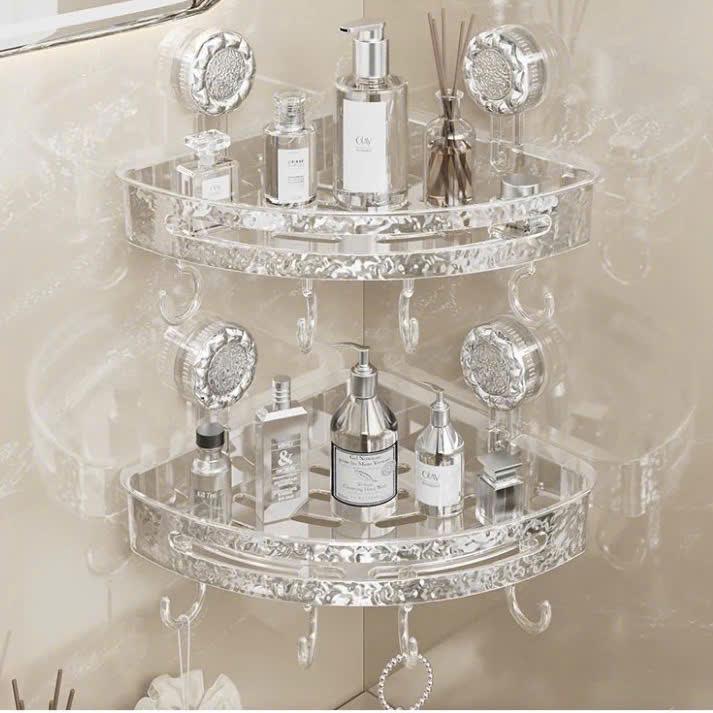 Kệ Góc Tam Giác Đa Năng Gắn Tường - Kệ Nhà Tắm Hút Chân Không Siêu Dính Có Móc Treo - 3C Store