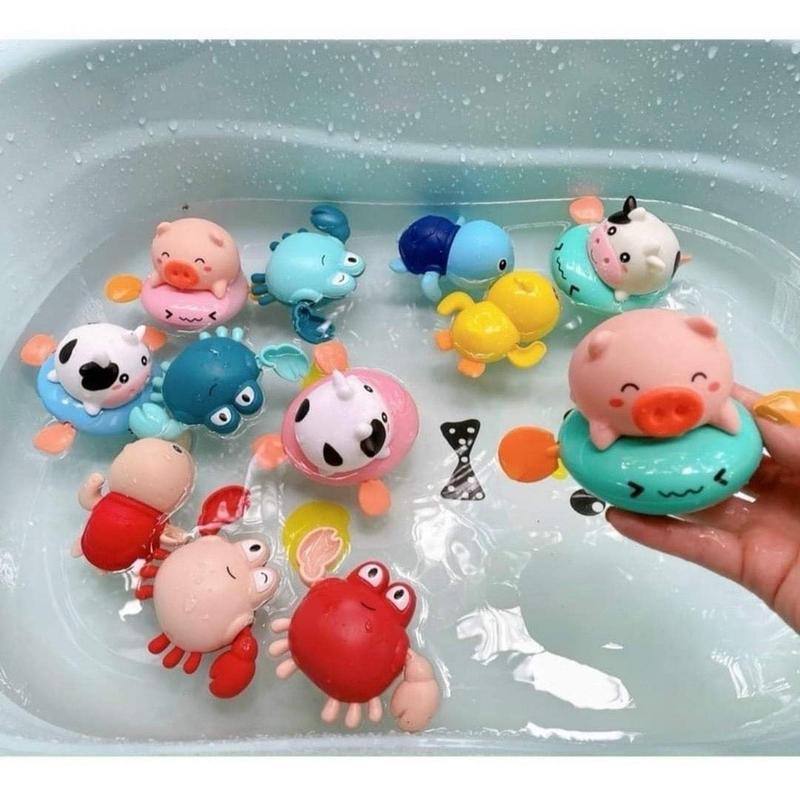Combo 10 Đồ chơi thú nhà tắm cho bé cá heo vặn cót lội nước rùa bơi trong nước vịt cua heo đồ chơi con vật thả bồn tắm hàng loại đẹp Voi