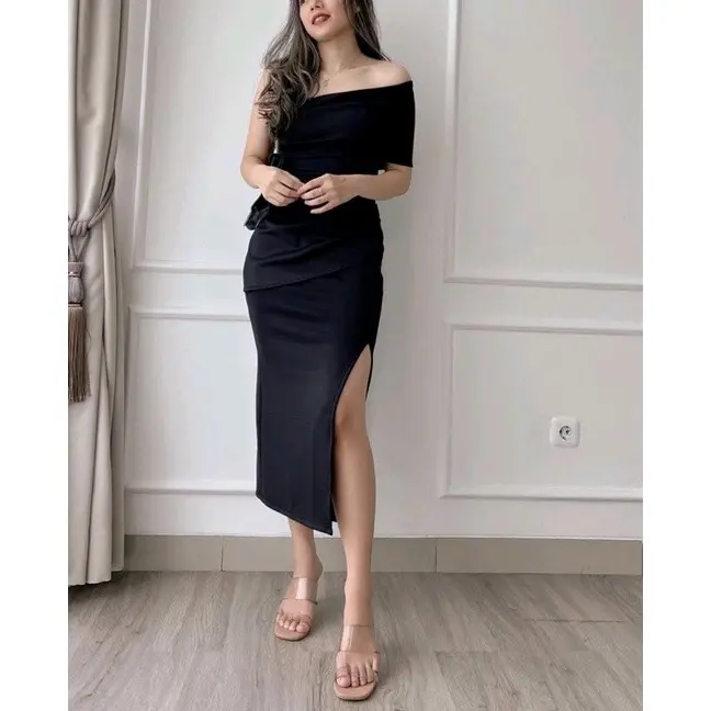 Dress anya scuba terbaru Gaun Wanita Pesta Casual Nyaman Santai Formal Panjang 1
